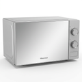 AI-generated silver Hisense 20L microwave illustration based on the appliance pictured on its box.