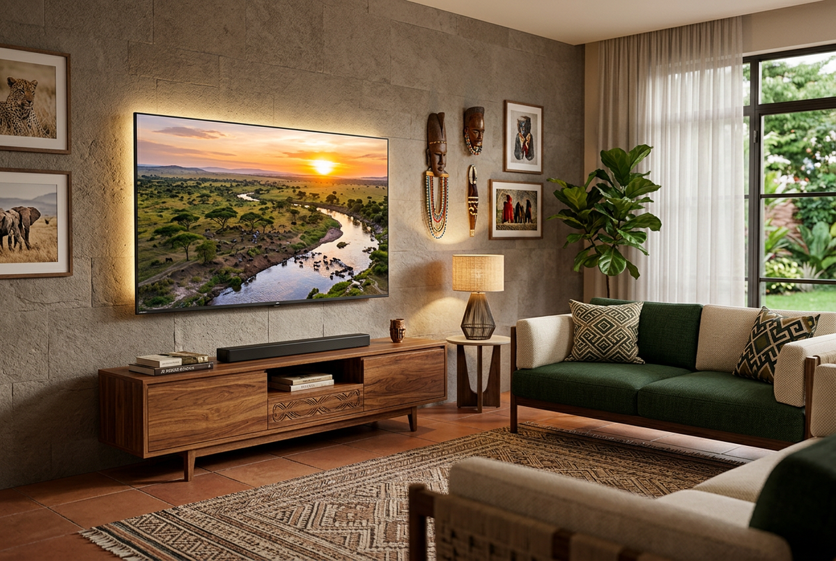 Hisense 50 Inch Q5 QLED 4K Smart TV - Wall Mounted in Modern Living Room Lifestyle