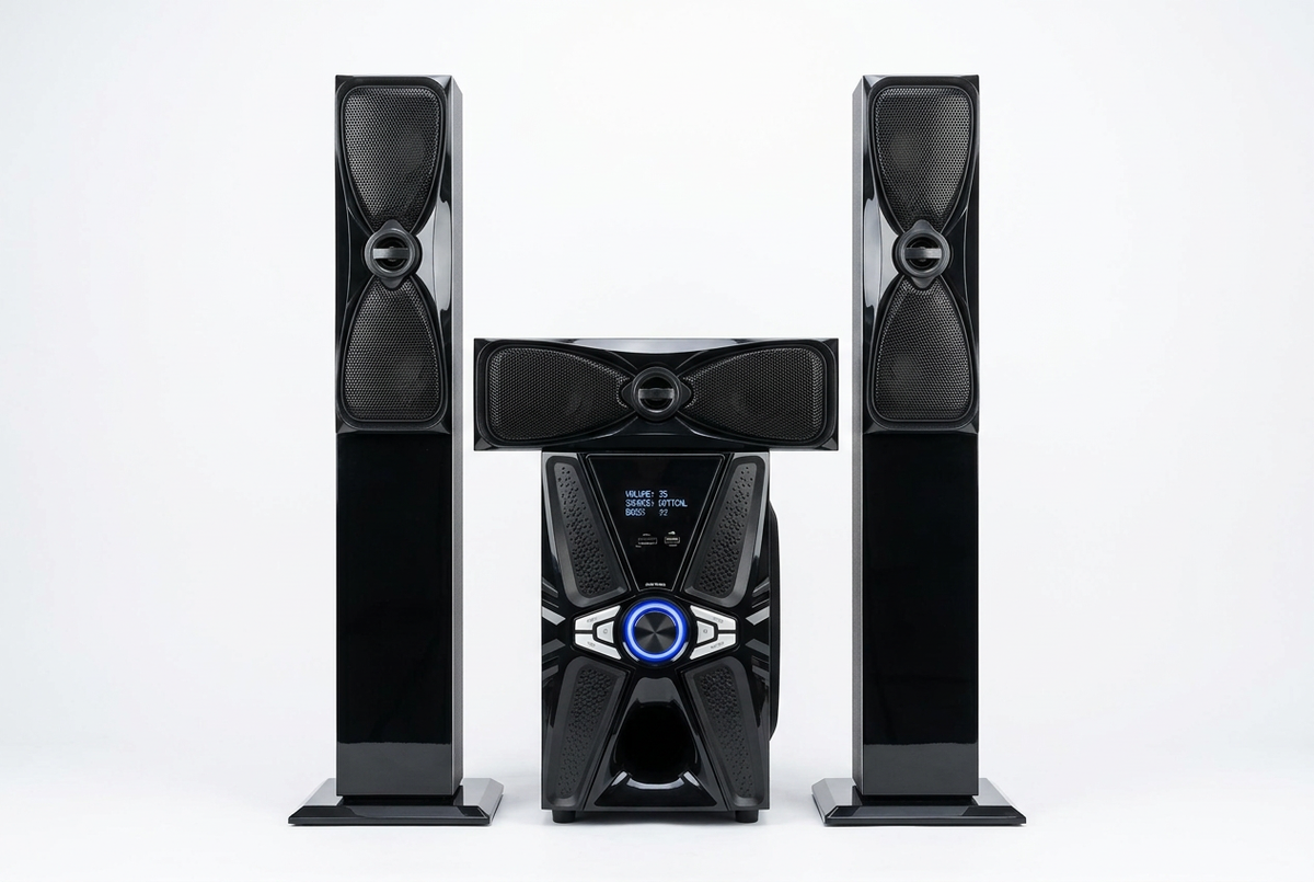 Amtec AM-720 3.1CH Tallboy Home Theater Speaker System - Full System Front View