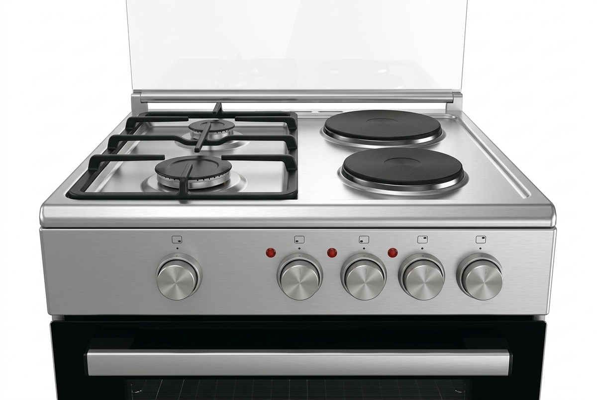 Hisense 60cm x 60cm Freestanding Cooker - Hybrid Hob Close-up Detail