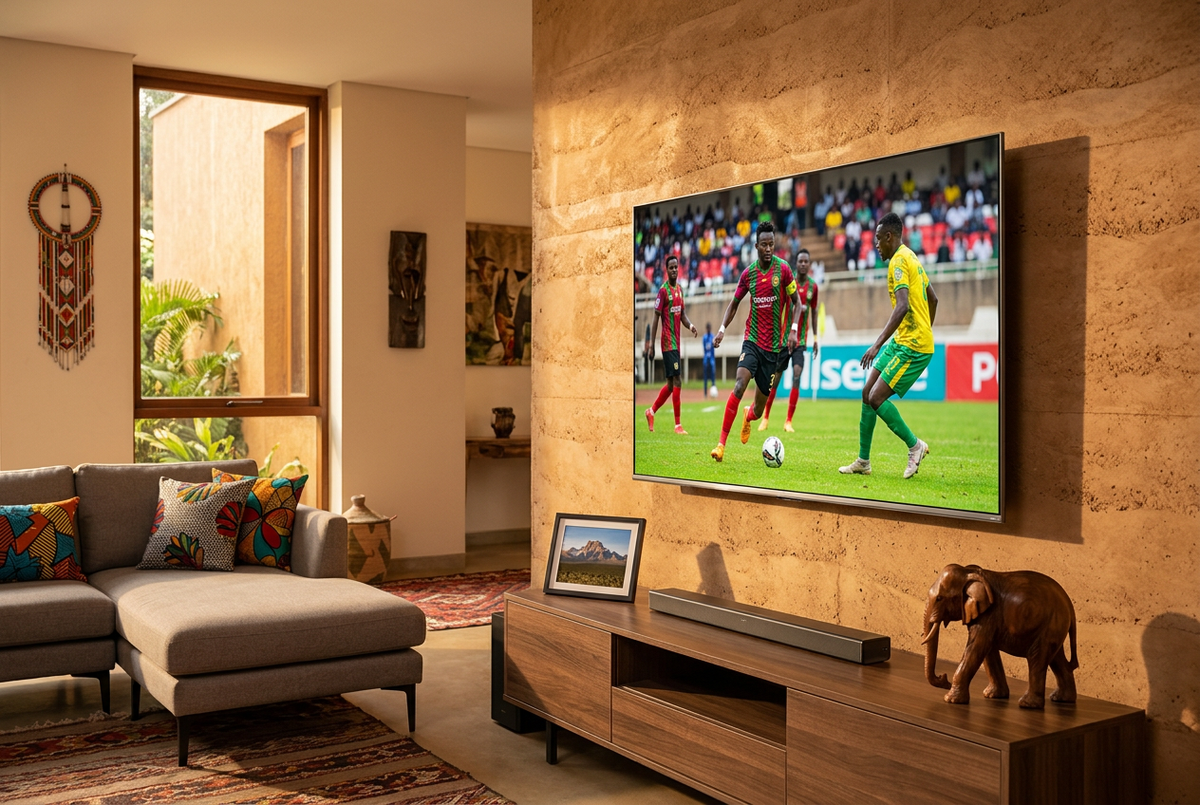 Hisense 50 Inch QLED 4K Smart TV - Wall Mounted in Modern Living Room Lifestyle