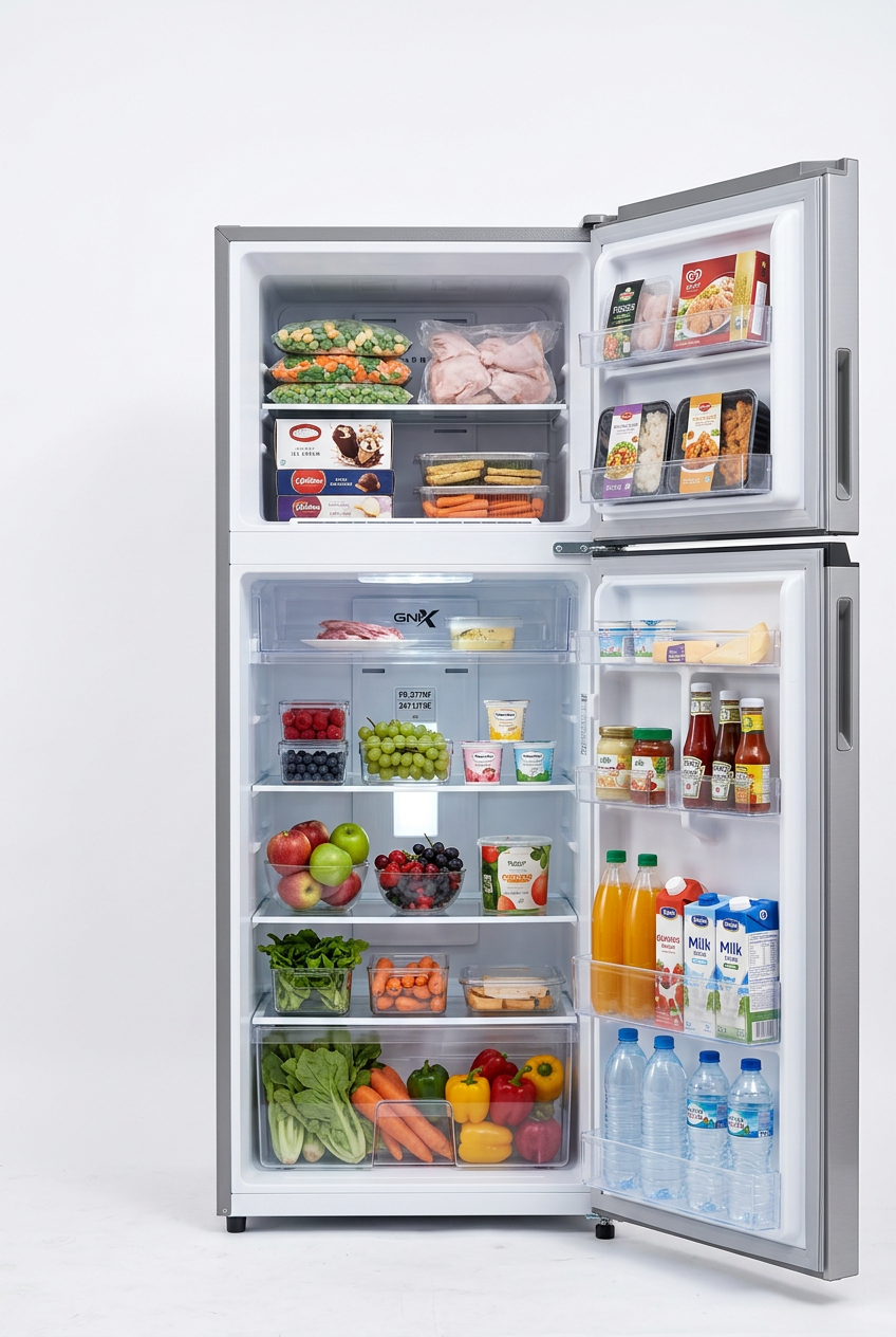 GNIX FR-277NF 247L No-Frost Double Door Refrigerator - Interior View