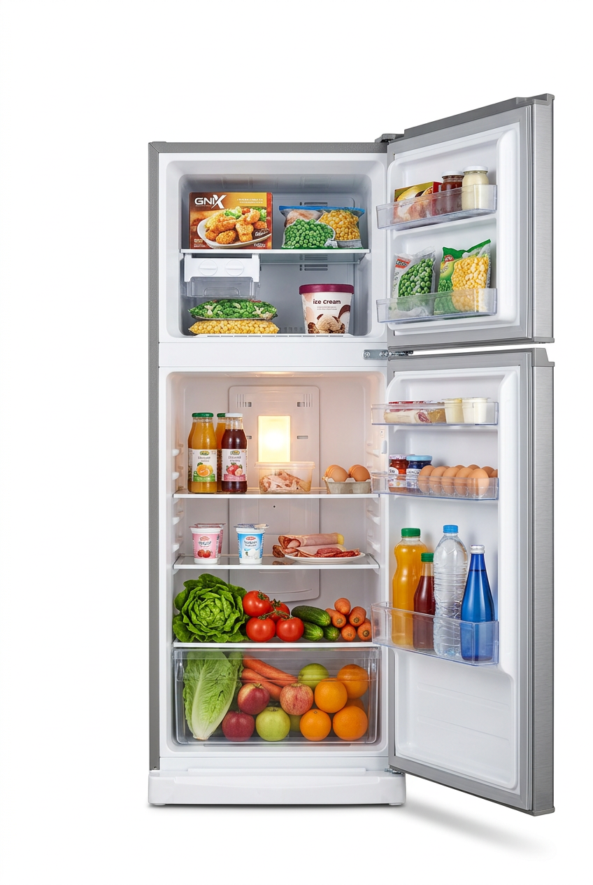 GNIX FR-155DF 128L Double Door Top-Freezer Refrigerator - Interior View