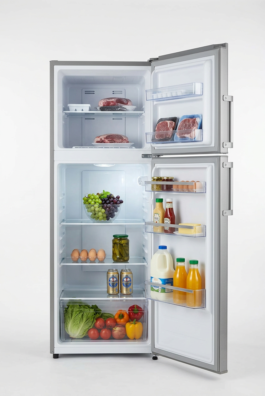 Volsmart 210L Double Door Refrigerator Silver - Interior View