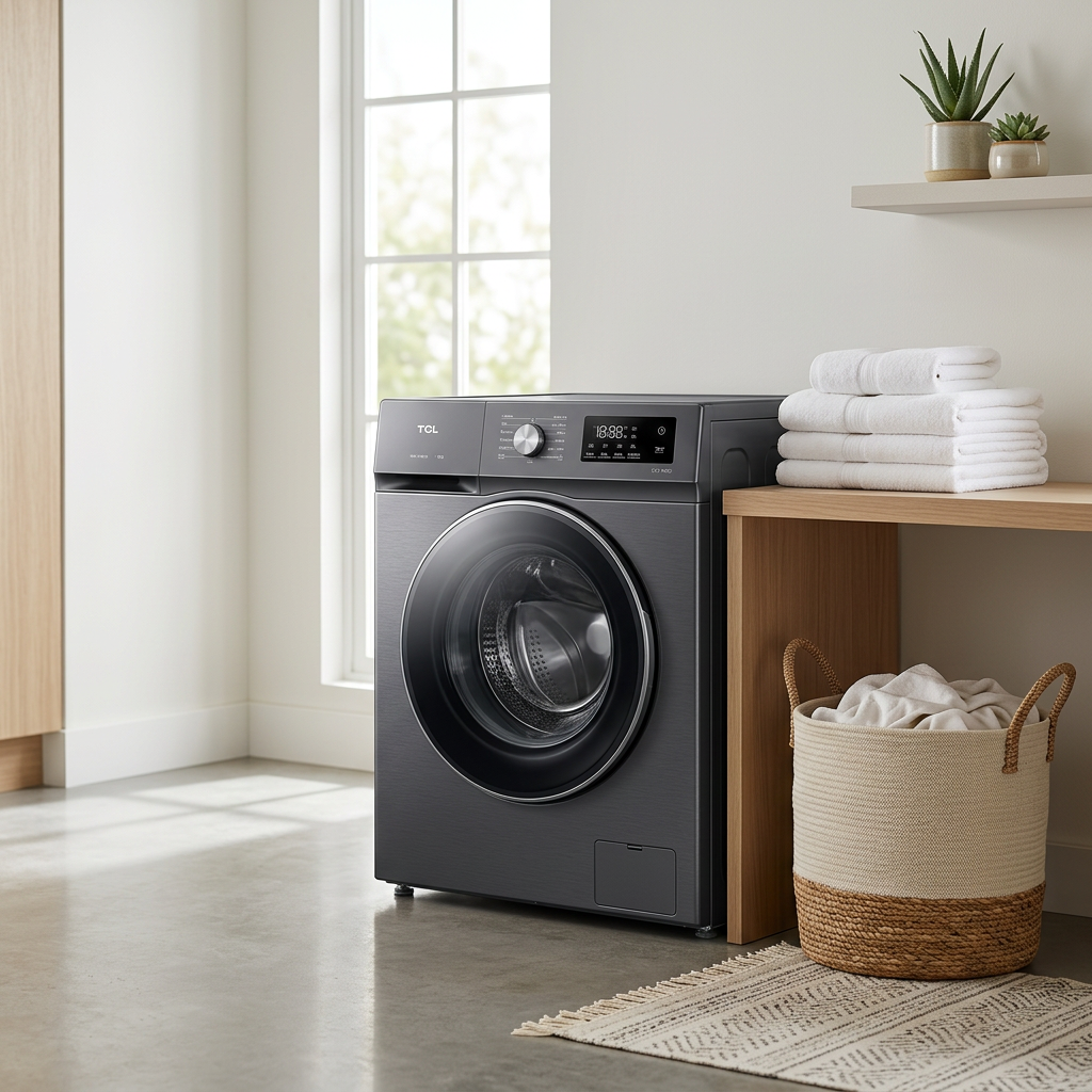 TCL C7110FLG 10kg Front Load Washing Machine - Lifestyle Laundry Room
