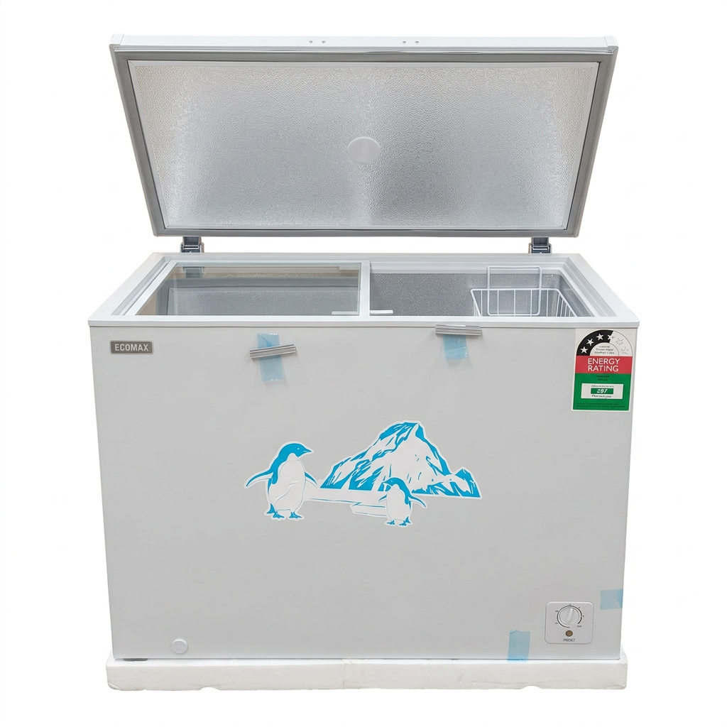 Background-edited representative product image for Ecomax 219 litres deep freezer.